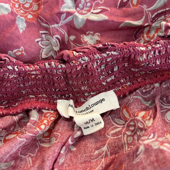 beach lunch lounge Women's Pink Off Shoulder Floral Boho Blouse Shirt Medium - Picture 11 of 11